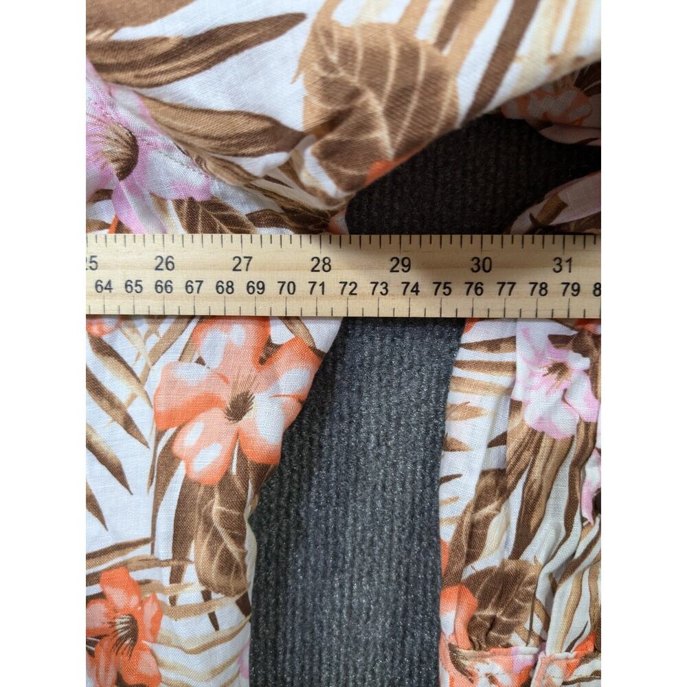 Lands End Linen Tunic Top Womens 1X Plus Floral Print Button Shirt Hawaiian - Picture 9 of 12